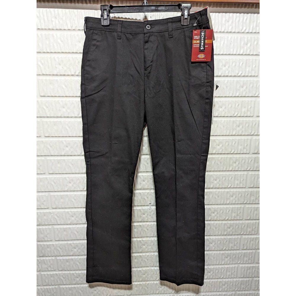 Dickies Girls Black Classic Fit Stretch Straight Leg Trouser Casual Pants 13 NWT
